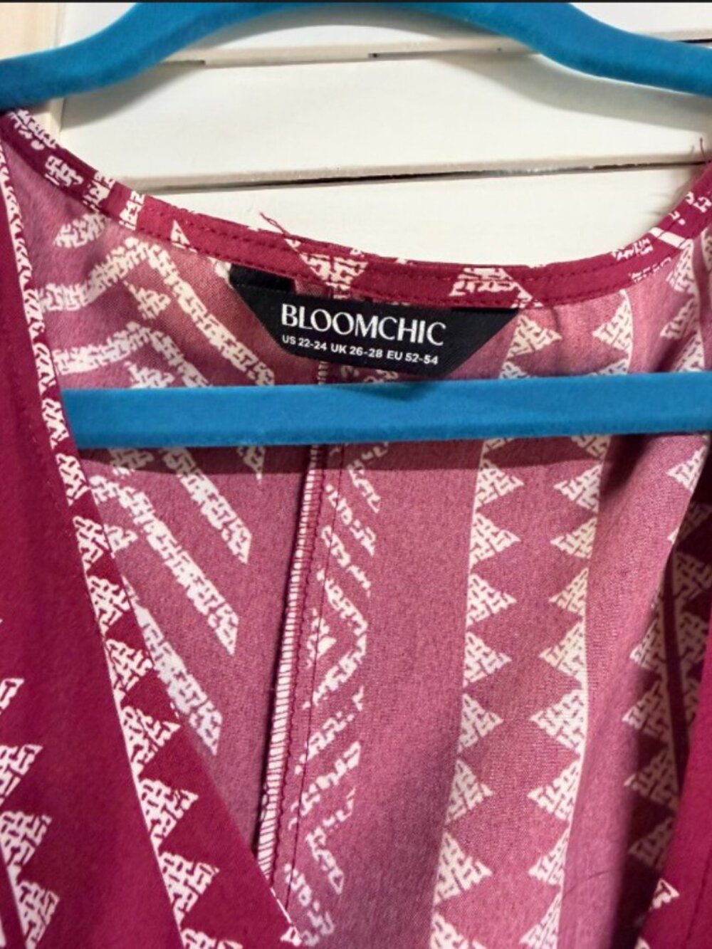 Mauve Dolman Sleeve Geometric print dress - Pockets! - Picture 2 of 2